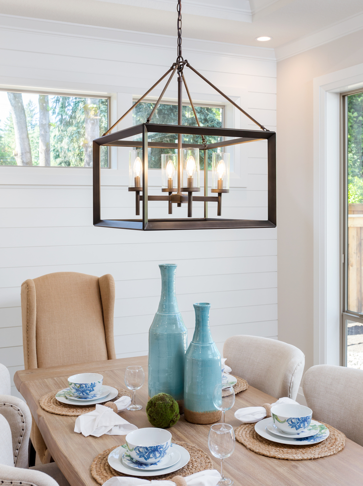 bright white and airy dining room
