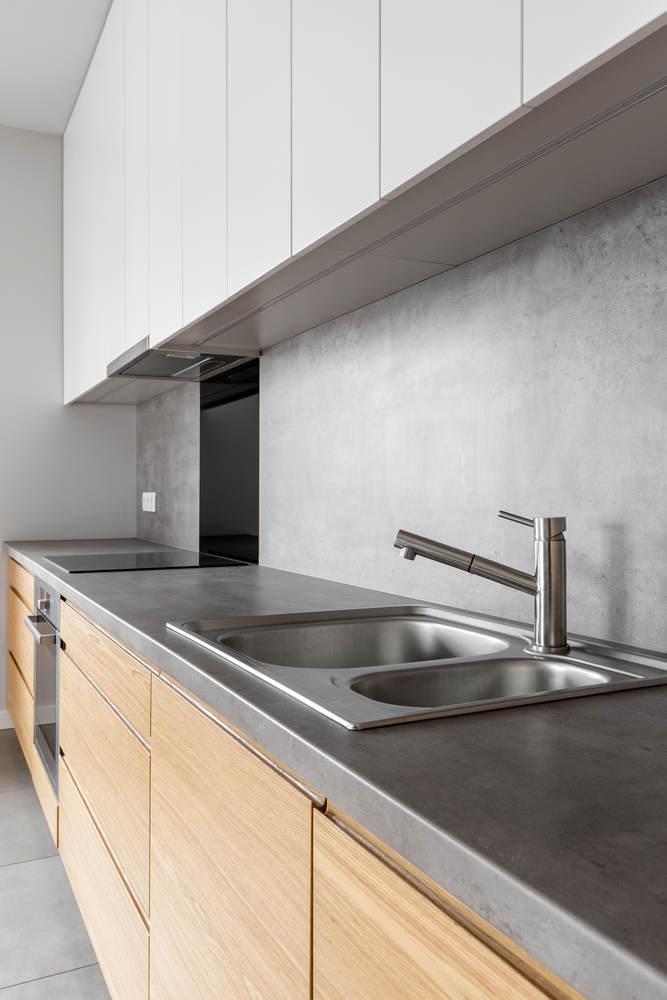 modern kitchen with concrete countertop