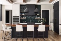 contemporary kitchen interior design with black white and wood