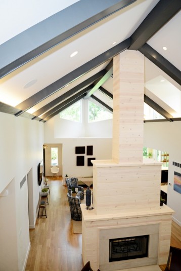 Laurel Farmhouse Ceiling and Fireplace Detail