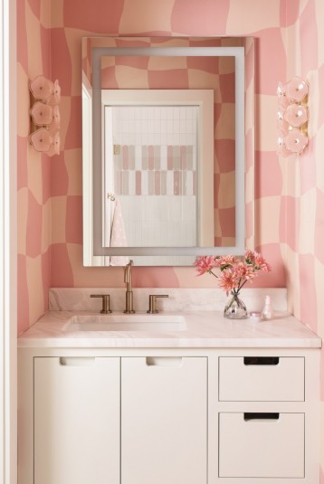 bathroom pink wall coverings interior design