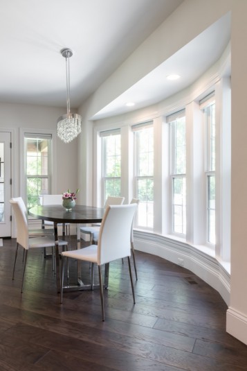 bow windows of french country home