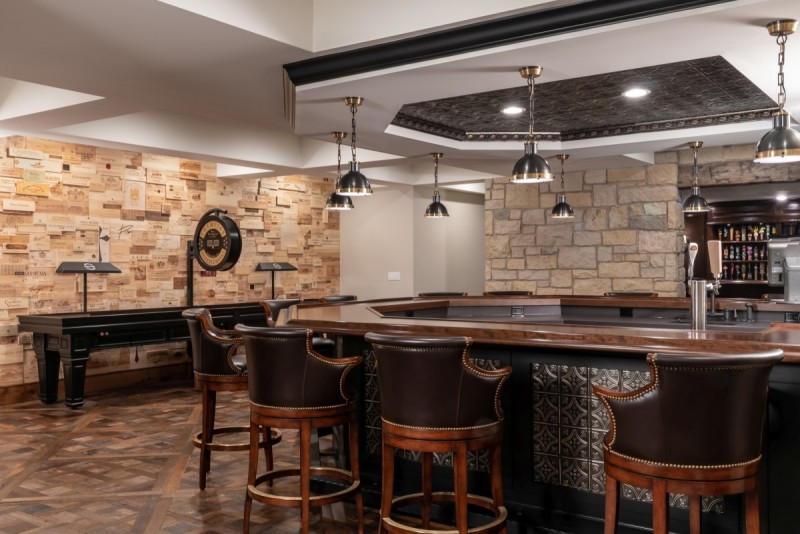 custom home bar and game room