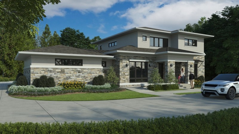 Custom home design architect rendering