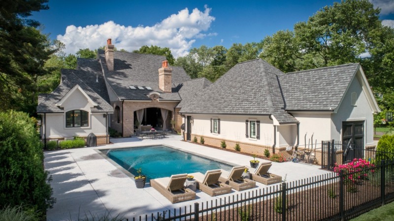 Rear courtyard pool terrace design