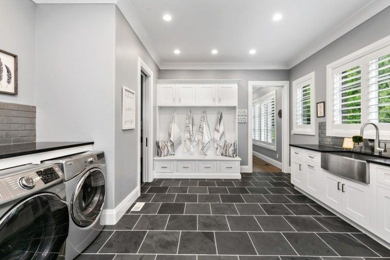 Custom mud room design with pool bath