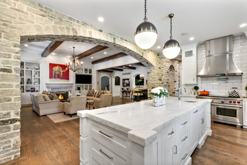 Gourmet kitchen with natural stone