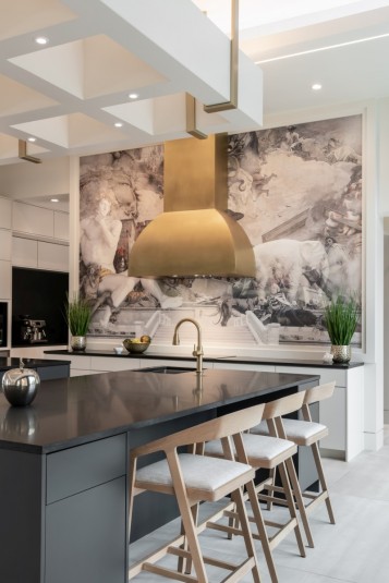 custom kitchen with dual islands
