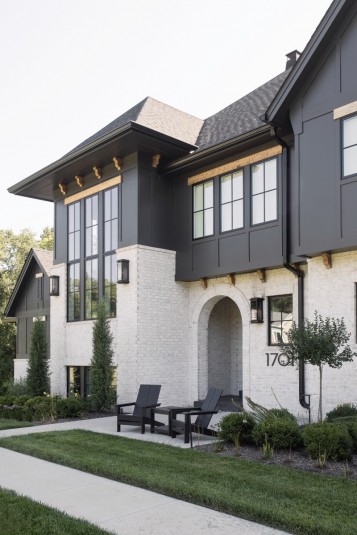 entry stair tower with extended overhangs modern home design