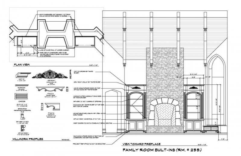 Family room built ins construction documents