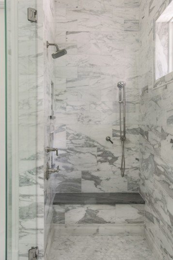 french country home primary bath shower design