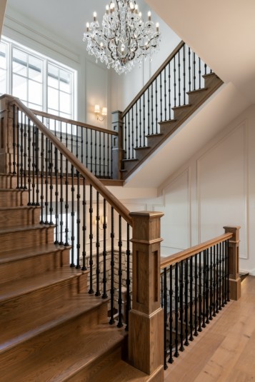french country home staircase design