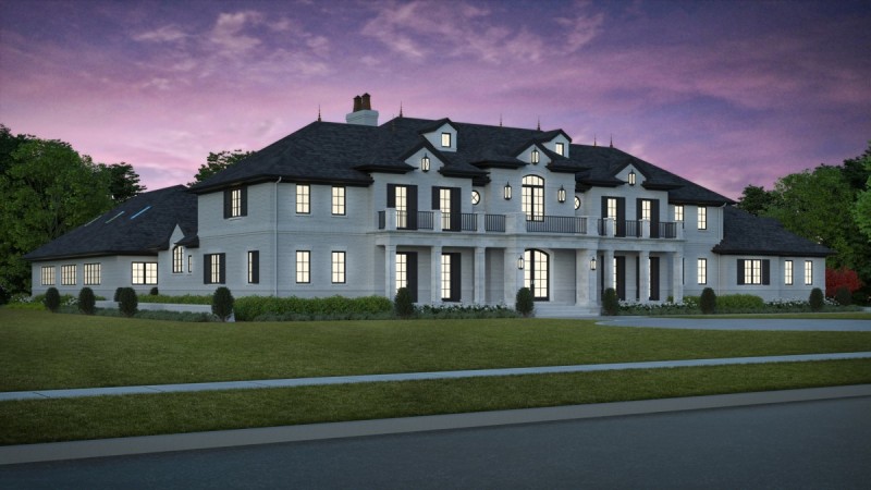 front left custom home design rendering