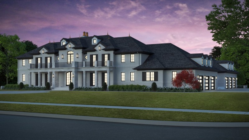 front right custom home design rendering
