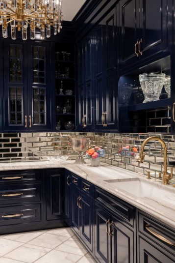 dark blue kitchen cabinetry design