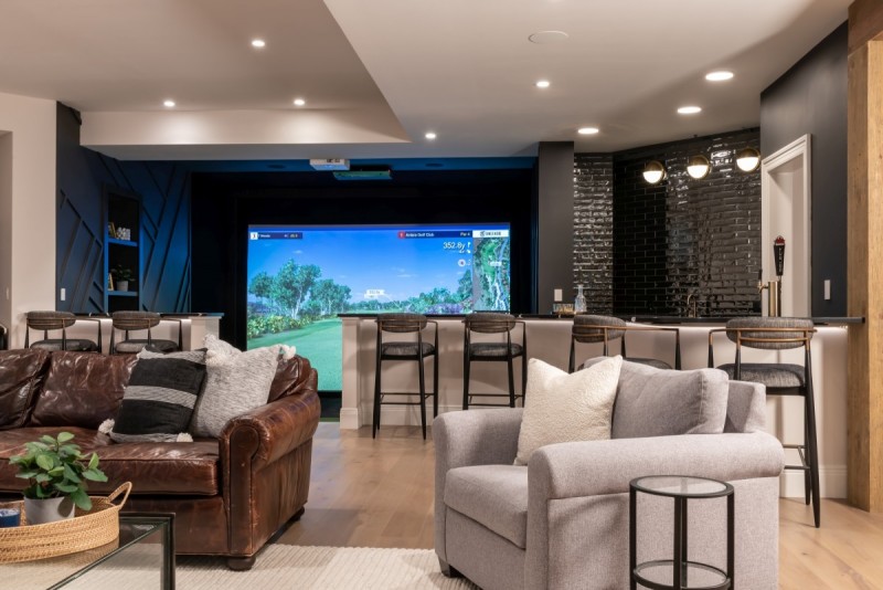 lower level home lounge entertainment room design