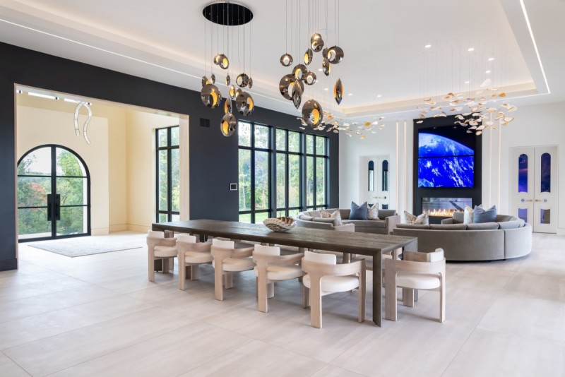 modern custom home living area design
