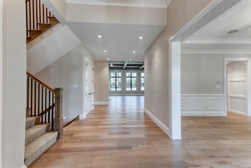 modern farmhouse foyer hall to great room design