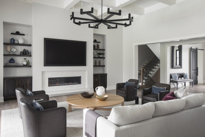 modern farmhouse white and warm gray interior