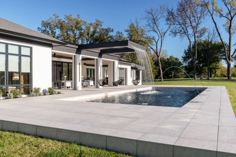 modern home lanai pool deck