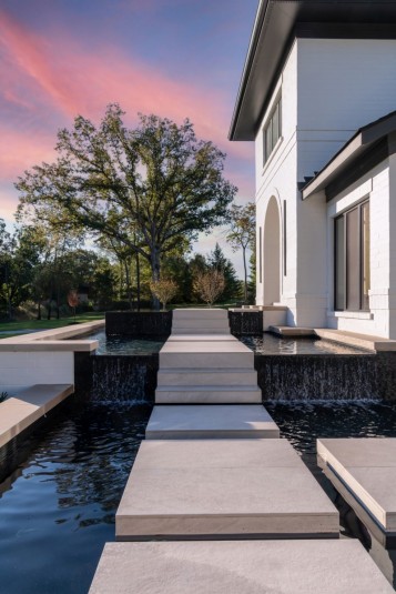 reflecting pool front entry home design