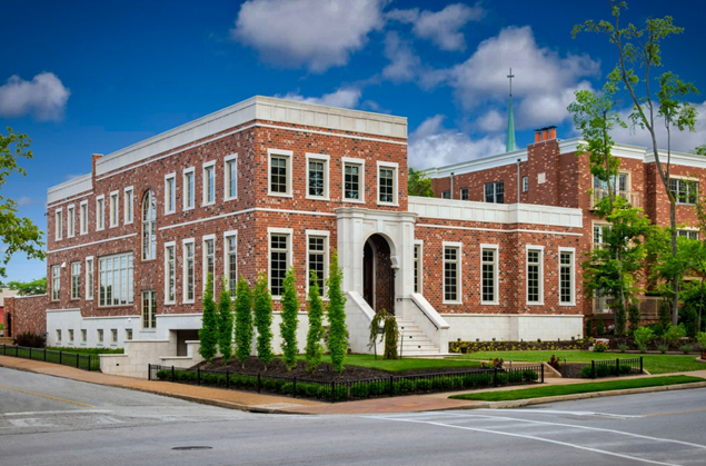 Custom home design by Srote & Co Architects on corner lot in Kirkwood MO