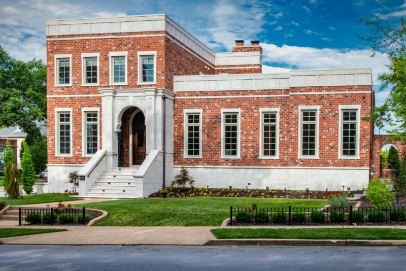 custom brownstone inspired home design in st louis